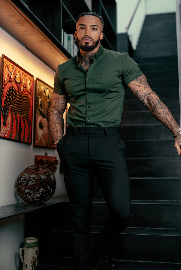 Father Sons Slim Formal Black Stretch Trousers - FST034