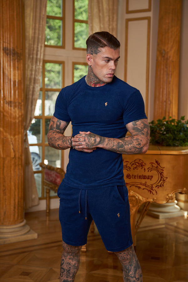 Father Sons New French Navy Towelling Crew T Shirt - FSH655