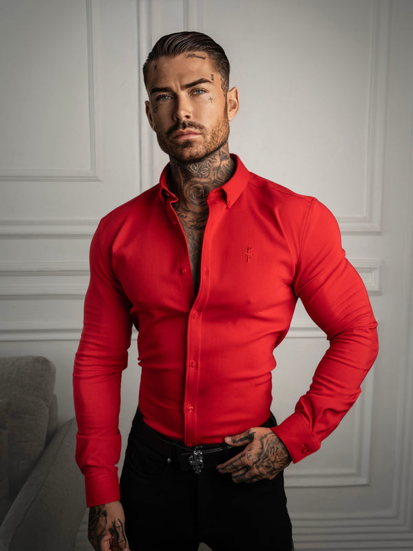 FS Super Slim LS Postbox Red Scuba with Button Down Collar - FS1186