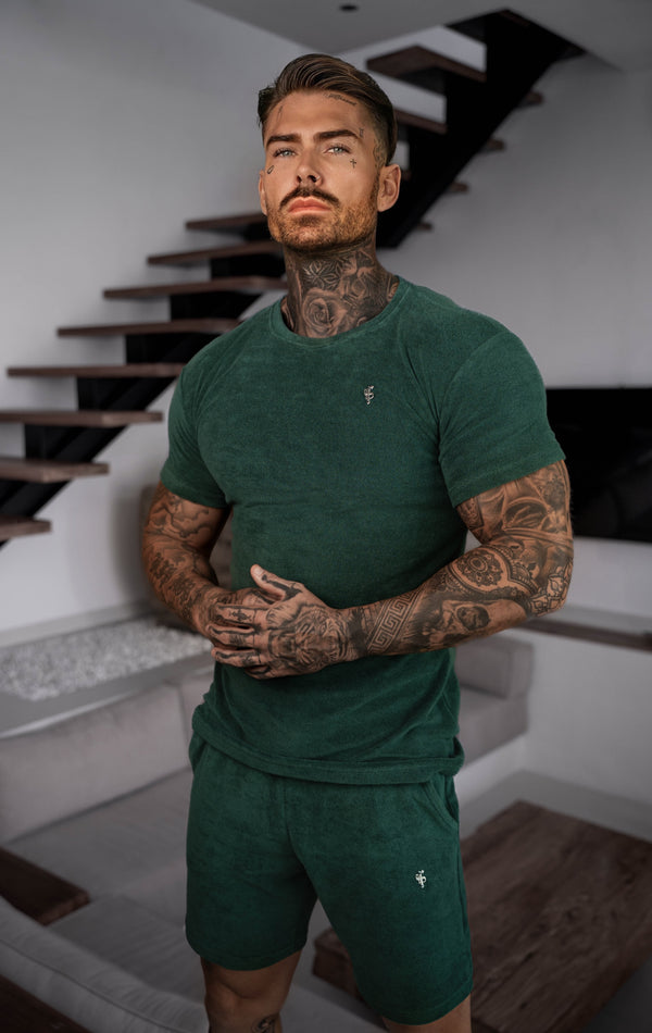 Father Sons Forest Green / Silver Towelling Crew T Shirt - FSH1347