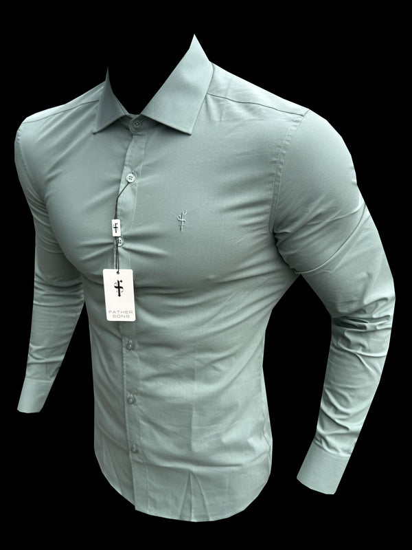 Father Sons Muscle Fit Advanced Stretch Khaki with Cutaway Collar  - FS1200