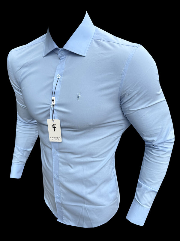 Father Sons Muscle Fit Advanced Stretch Powder Blue with Cutaway Collar  - FS1167