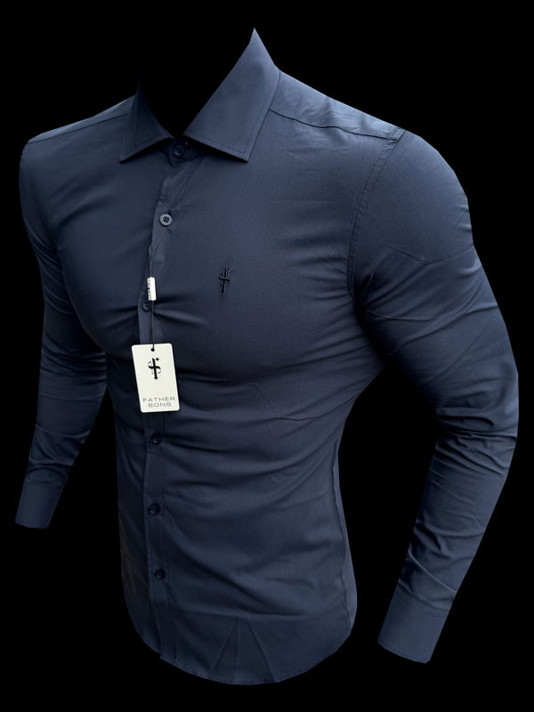 Father Sons Muscle Fit Advanced Stretch Navy with Cutaway Collar  - FS1168